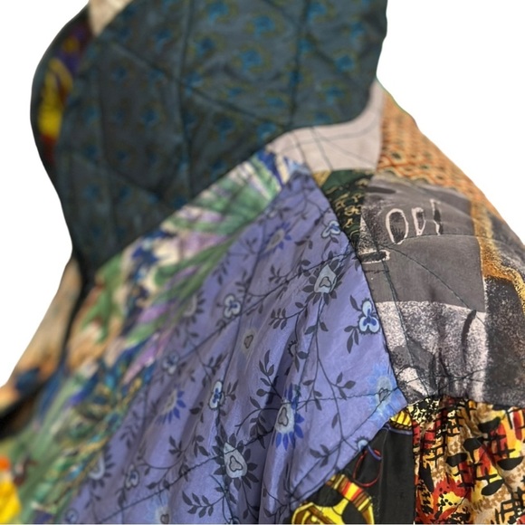 Stunning Volup Vintage 220 Hickory Reversible Patchwork Quilted Silk Jacket XL - Picture 7 of 16